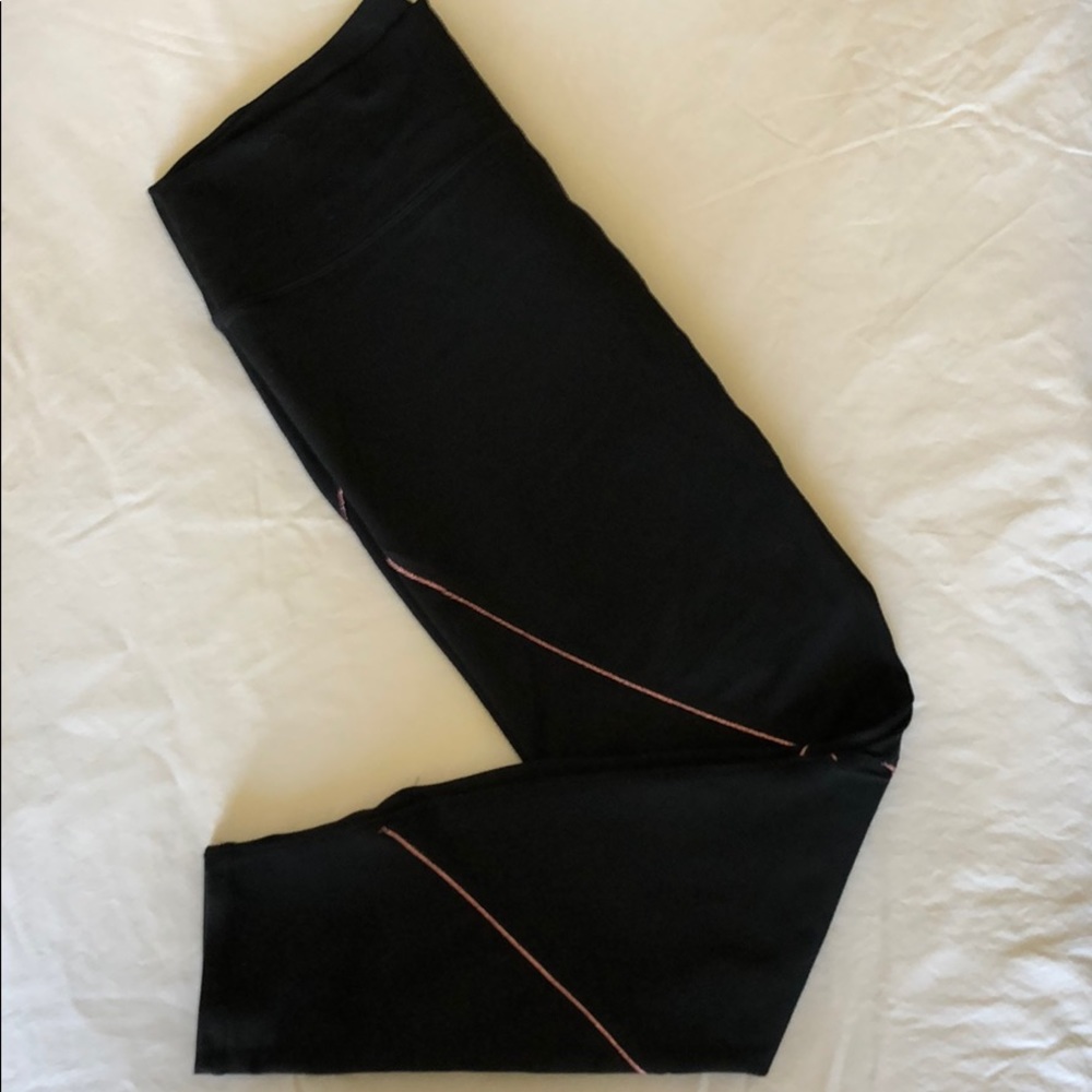 Black Fabletics Leggings w/ Pink Metallic Edging